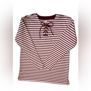 Lands End Long Sleeve, Tie Neck Top